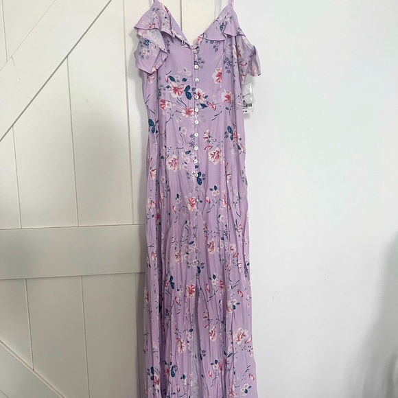 forever 21 purple floral dress Forever 21 | Dresses | Forever 2 Light Purple Floral Ruffle Cutoutback Maxi Dress